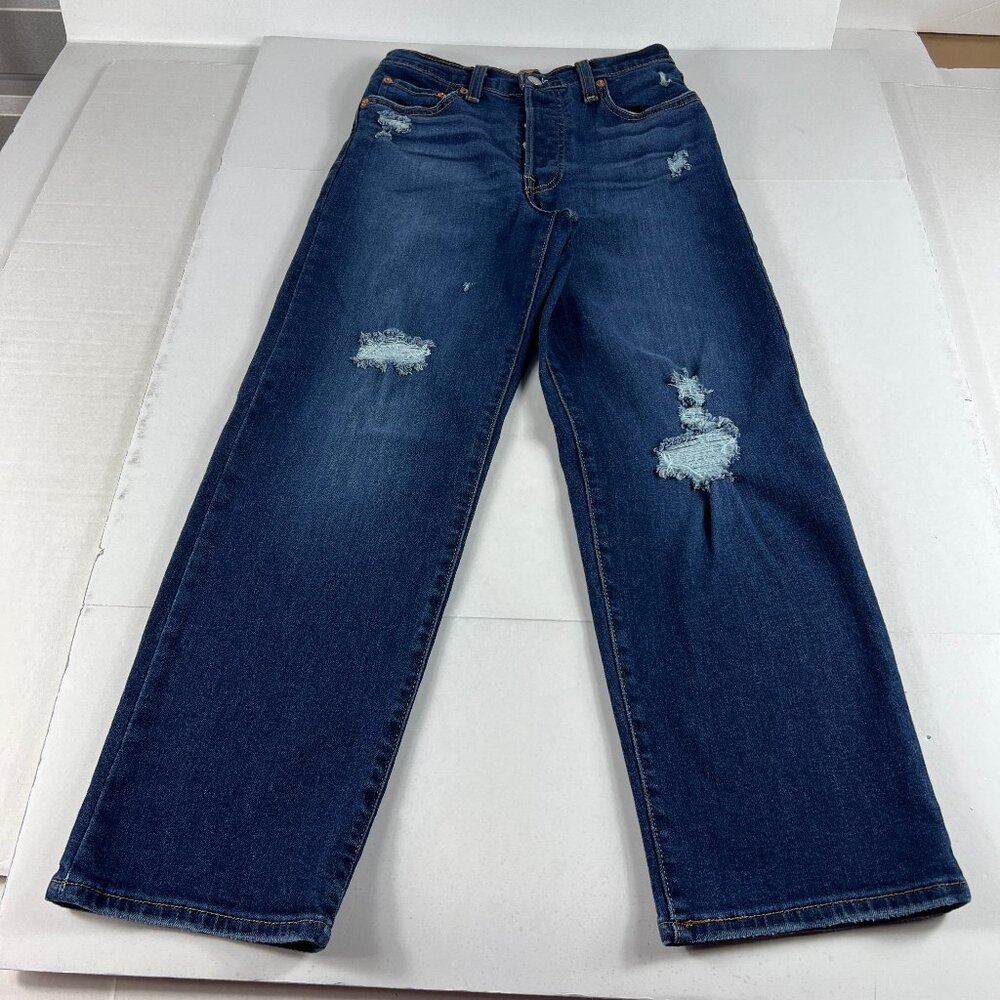 Levi's Jean Women 26x26* Ribcage High Rise Straight Ankle Dark Blue Denim Tag 25